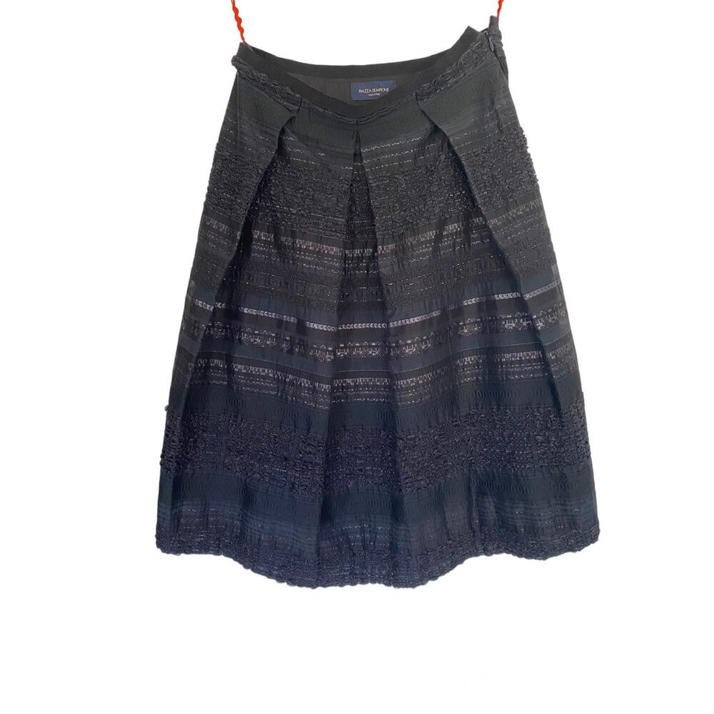 Piazza Sempione Italian Black Pleated A-line Skirt Sz 44/8